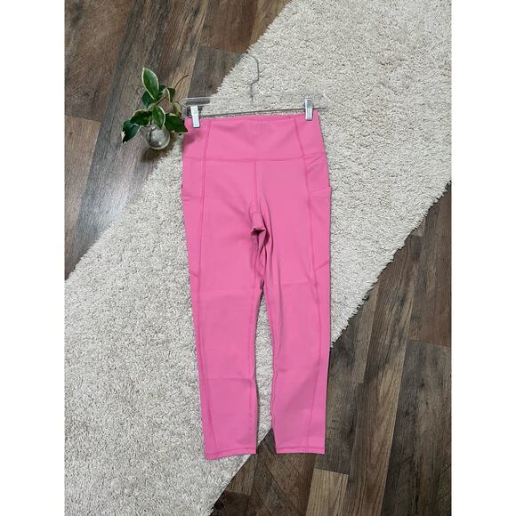 Fabletics Size Small Pink Pure Luxe Cropped Mid Rise Leggings - Picture 1 of 4